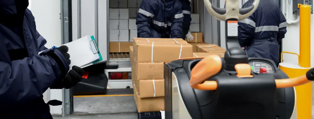 Operatori in un magazzino refrigerato